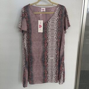 Buddy Love Blush and Charcoal Snake Print Top
